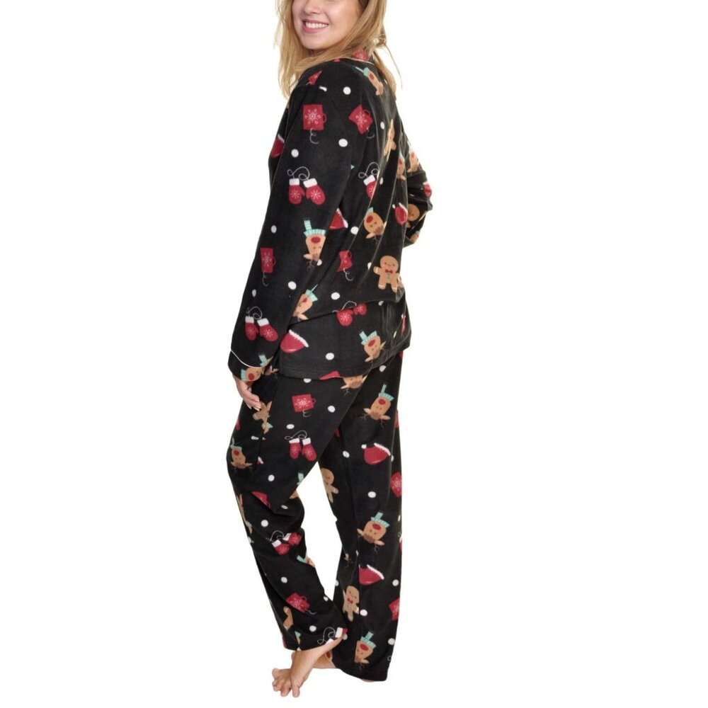 🎄 Gingerbread Man Pajama Set – Comfy Two-Piece • Holiday Print • Notch Collar - Picture 2 of 7